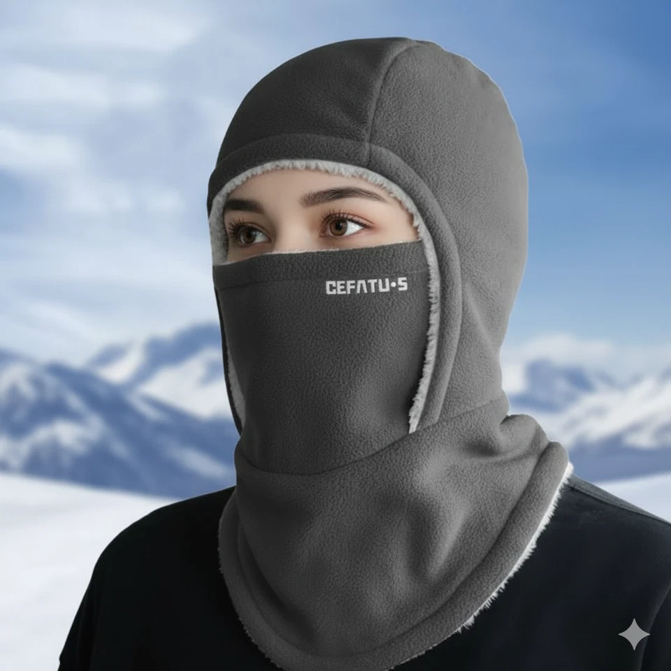 Máscara de esquí de invierno de pasamontañas polar térmica a prueba de viento cálida capucha sombrero engrosar ciclismo Foto 2 de 4