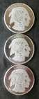 Lot of Three MM 1oz Silver Buffalo Rounds