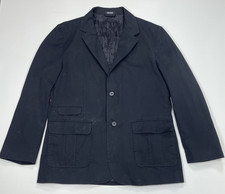 Liz Claiborne Men  s Linen Black Blazer Sport Coat 44R Preowned Needs Cleaned