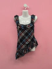 Romwe J Fashion Y2K Vintage Checkered Asymmetrical Hem Tank Top Small Multicolor