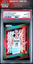 2024 Panini Prizm Wnba Fearless #10 Caitlin Clark Fearless-Green Prizm PSA 10
