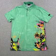 Sunday Swagger Shirt Mens Medium Green Polo Floral Tropical Performance Golf