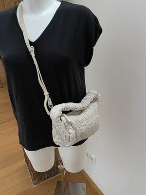 MNG by Mango Umhänge Crossbody Trage Schultertasche BW Leinen Raffung Beige Neu