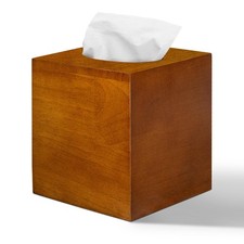 Acacia Wood Tissue Box Cover Square, Tissue Box Holder with Slide-Out Bottom,...