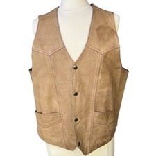 Hudson Leather Genuine Leather Vest with Harley Davidson Patch - Size 46