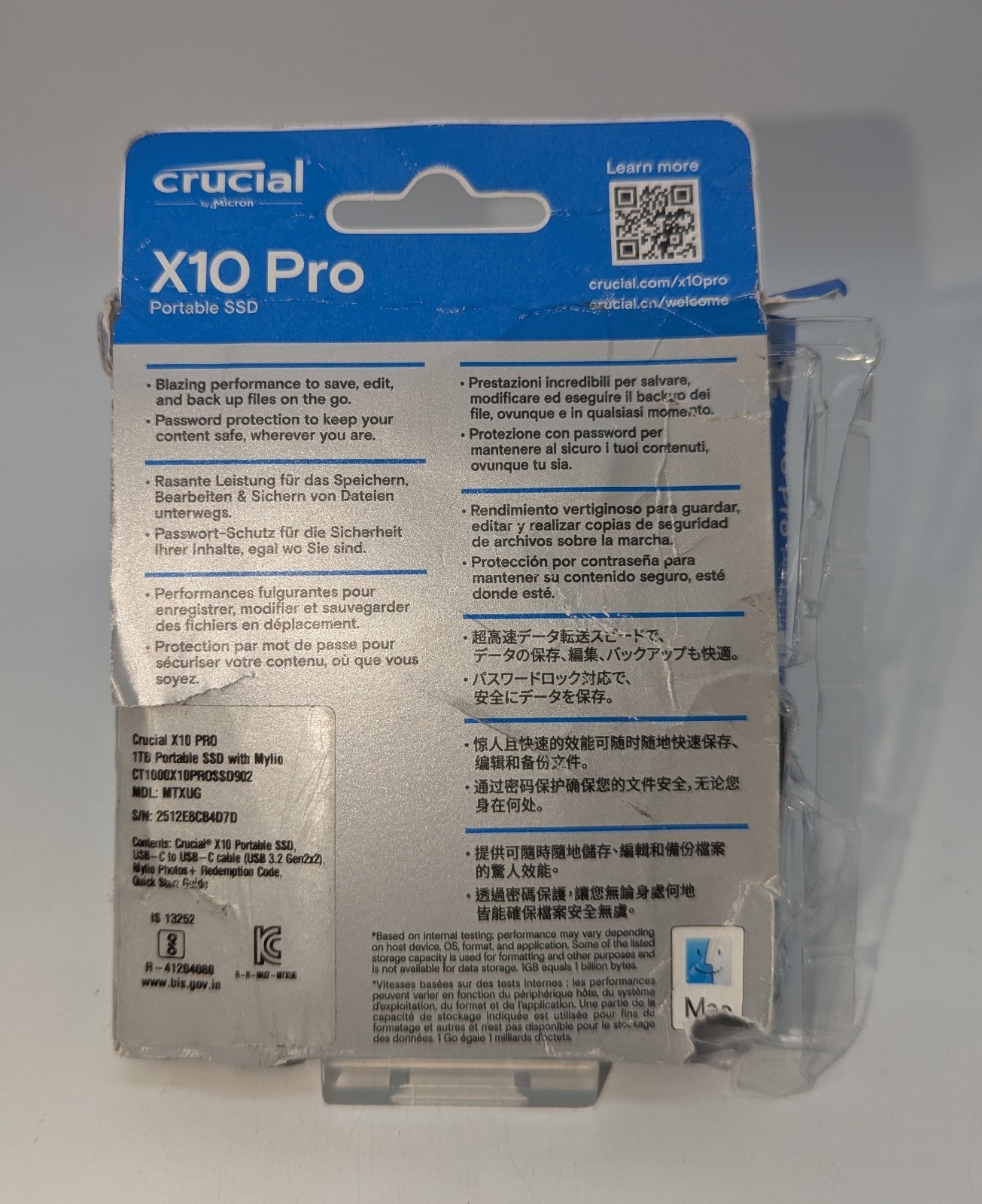 Crucial X10 Pro 1TB Portable SSD USB-C 3.2 External Solid State Drive (A) image 2