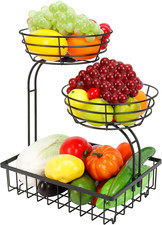 3 Tier Countertop Fruit Vegetable Basket Bowl Storage Solid Metal Kitchen Fruits