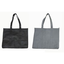 9 Pack Reusable Grocery Tote Bags Non-Woven Shopping Bag Black Grey 15.5x13