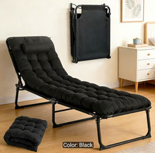 Folding Recliner Patio Lounge Chair with Cushion Black 130x60x50cm