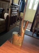 Antique Brass Chinese Pipe Etched Flower Bird Other Side