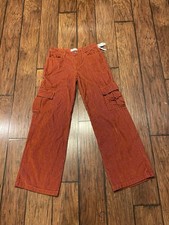 Women's Corduroy flare Wide-Leg Pants pumpkin Orange bronze Rust Color NWT Small