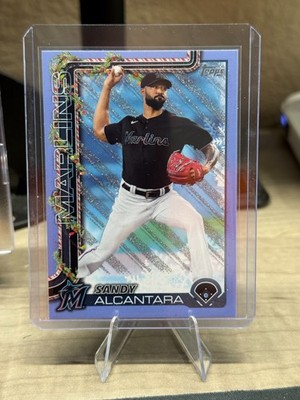 2025 Topps Holiday SANDY ALCANTARA Light Blue & White Glitter H144 Marlins
