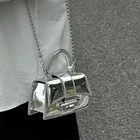 Small Women Silver Crossbody Bag PU Leather Small Shoulder Handbag Casual Purs