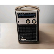Vintage - 8" Stewart AM/FM Radio Tan Case, Plug In/Battery Powered, Tested Works