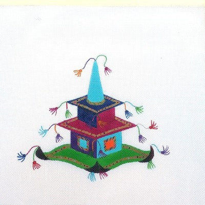 BEAU GESTE HAND PAINTED NEEDLEPOINT CANVAS:  WHIMSICAL HEADWEAR     BM