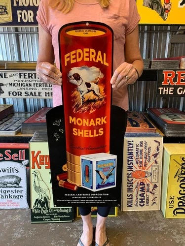 Vintage Style Metal Sign Federal Monark Hunting Dog 12x30 Made in USA