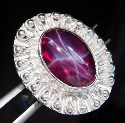 31,35 ct 6 Strahlen natürlicher roter Stern Rubin 925 Sterlingsilber für Cabochon Ring