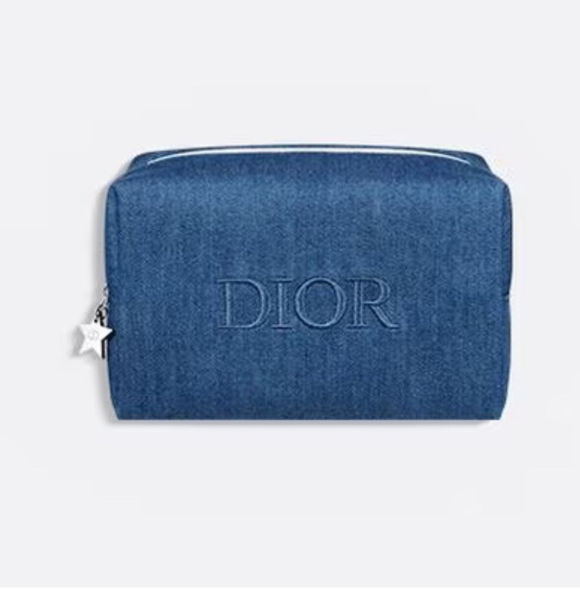 Christian Dior Pouch vanity Denim fabric Dior mark embroidery 5.9