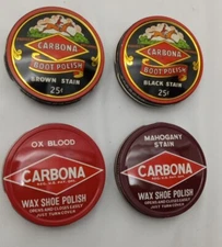 New Vintage Carbona Wax Shoe Polish Boot Tin Brown Black Oxblood Mahogany Stain