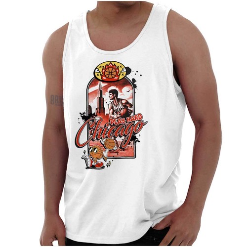 Retro Sports Play Hard Chicago Basketball Tank Top T Shirts Tees Men Women