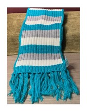 60" X 6" BEAUTIFUL SCARF IN TURQUOISE, GREY, WHITE WITH A SILVER SPARKLES
