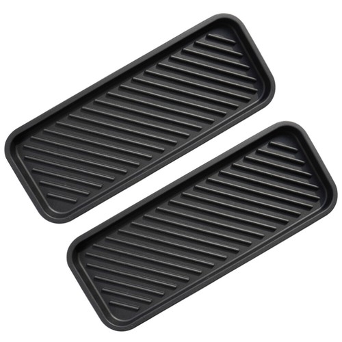 ZHIYUQL 2 Pcs Plateau De Rangement Silicone Noir Plateau Décoratif Rectangulaire Pour Coiffeuse Organiseur Pour Lavabo, Baignoire, évier De Cuisine, Toilettes