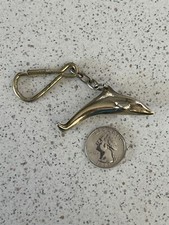 Gold Tone Dolphin Travel Souvenir Keychain Key Ring 44590