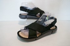 NEW CLARKS TRIGENIC "TRI CLOE" BLACK RIBBED LEATHER/LEATHER LINED SANDALS UK4.5D