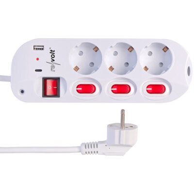 revolt 3-fach-Steckdosenleiste, einzeln schaltbar, mit 1x USB-C PD, 1x USB-A