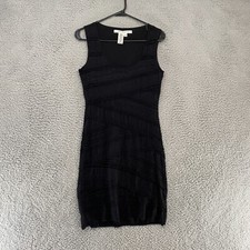 Max Studio Y2K Dress Womens Medium Lace Whimsigoth Ruffle Textured Bandage Black