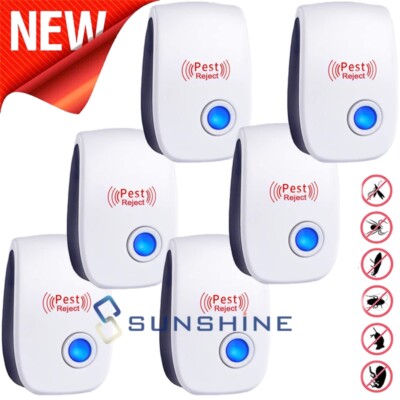 6 Ultrasonic Pest Reject Home bug Control Electronic Deterrent Rat Mice Repeller