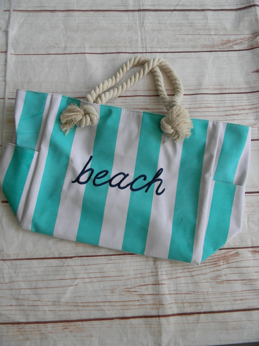 Blue stripe store beach bag