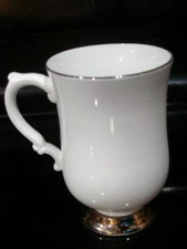 1- *NEW* Royal Victoria, England Classic White W/Silver Trim Footed Cup