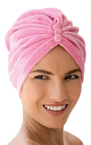 Towelling Hair Turban By Fashy Pull On Easy To Wear Blue Pink