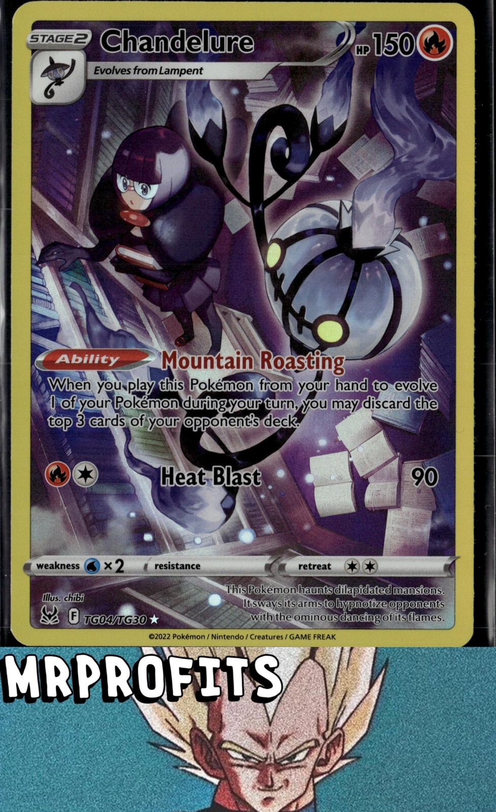 Chandelure TG04/TG30 - Lost Origin - Ultra Rare Holo Pokemon Card Near Mint
