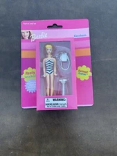 Basic Fun Swimsuit Blonde Barbie Miniature Toy w/Keychain, BNIB, 2002 A5 #2