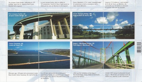 qq. BRIDGES ARCHITECTURE = DOUBLE SIDE = ANY block of 4 Canada 2005 #2103a MNH - Picture 3 of 3