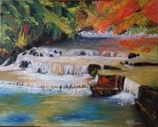 Original Art - Cascadas Otonales Painting , Paoth Verasquez oil painting