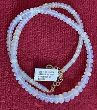 925 Sterling Silver 16"Natural Ethiopian Welo Fire Opal Gemstone Beads Necklace