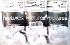 3 x Feetures Elite Max Cushion No Show Tab White Medium