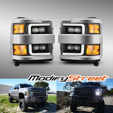 AlphaRex 15-19 Silverado 2500HD/3500HD Upgrade Model Projector Headlights Black
