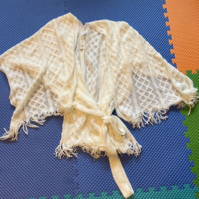 White /Ivory Cable Knit Tie Cardigan NWT $40 Francesca s Boutique Fast Shipping