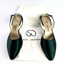 St John Italy Satin or Silk Evening Slingback Pumps Heels 600 Retail sz 7.5 B