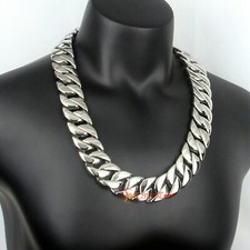 Mens Chunky Heavy Cuban Curb Link Necklace Thick 31mm Wide Stainless Steel Chain