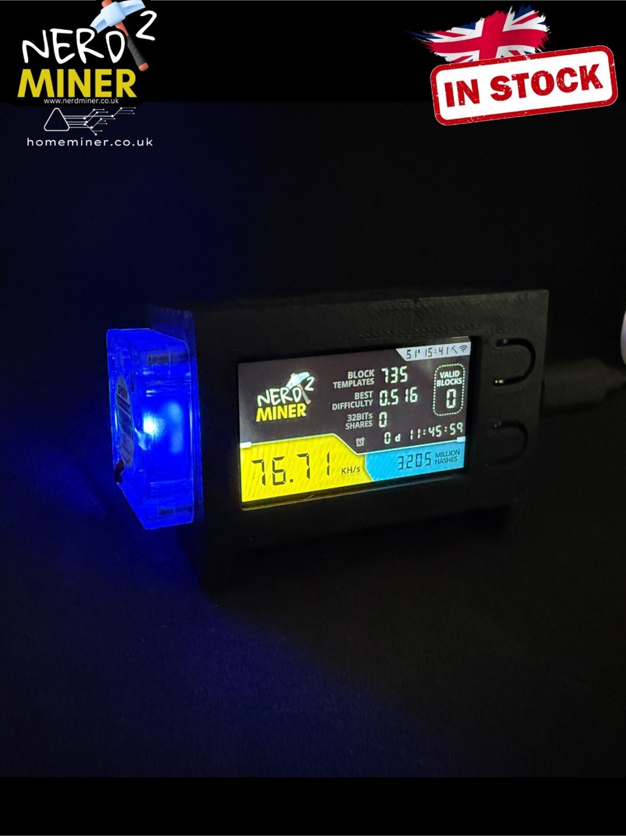 RGB Fan Cooled Nerd Miner v2 HomeMiner 78kh/s Desktop Solo Bitcoin Lottery  Miner | eBay UK