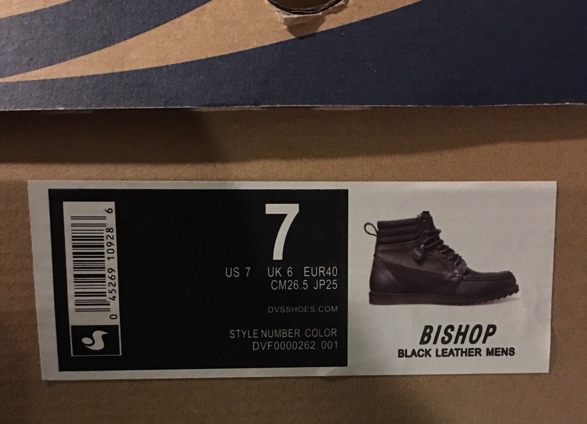 DVS Bishop Boots Men's Size 7 US Black Leather Cordura BMX DC