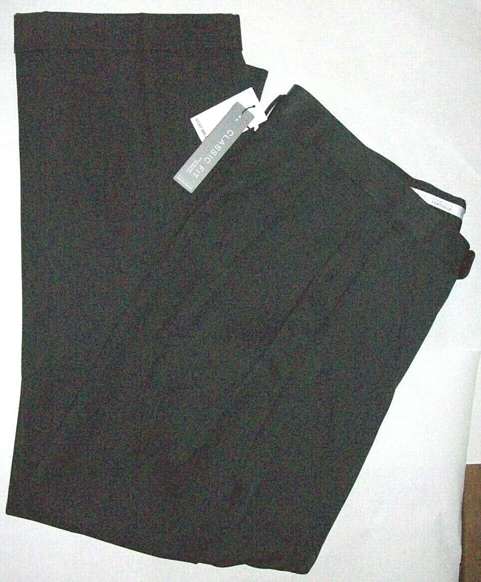 NWT Mens 42 x 29 Perry Ellis Charcoal Black Travel Luxe No Iron Dress Pants $85