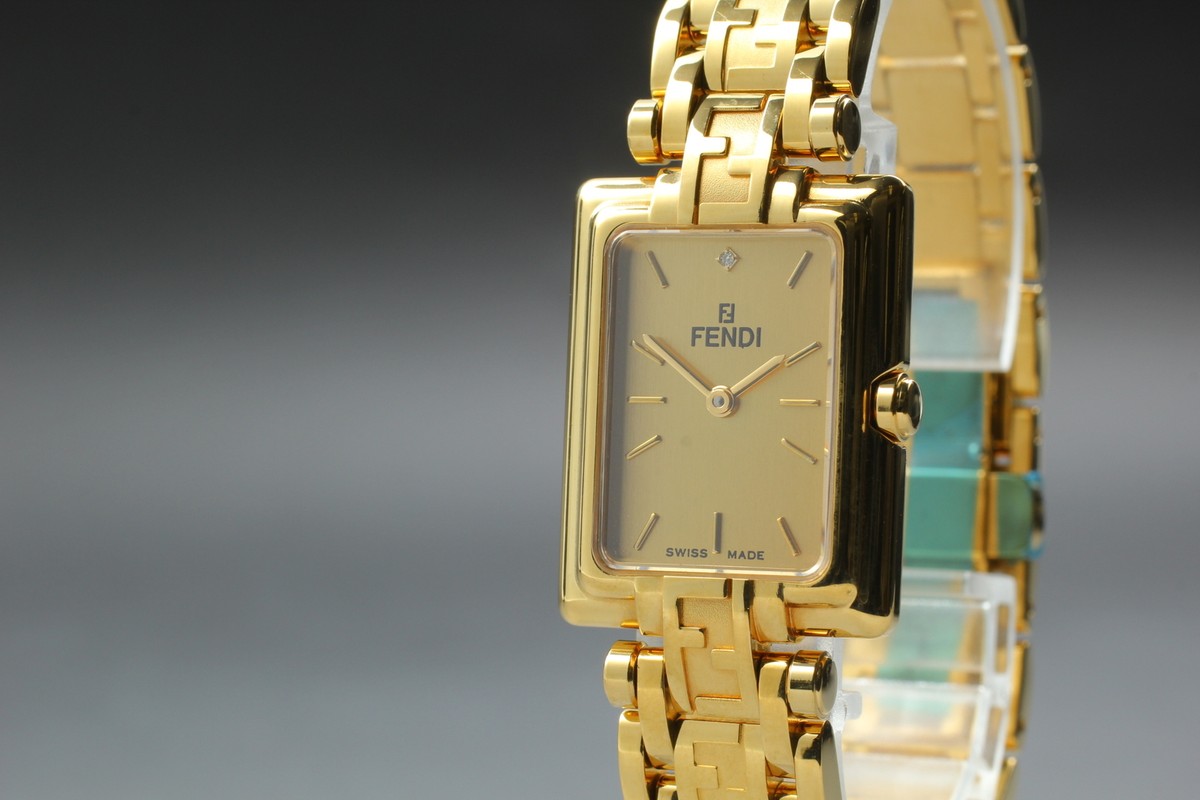 Near MINT] Fendi 730L 1P Diamond Gold Ladies Quartz Watch