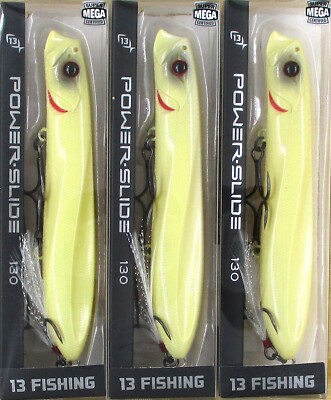 (3) 13 Fishing 5'' Power Slide 130 Pencil Popper 7/8 Oz Bone Brand New