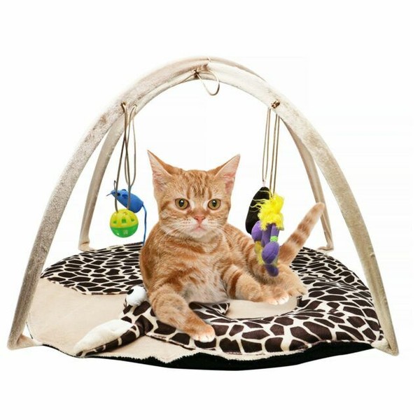 B Bascolor CAT Play Mat Bed With 4 Hanging Toys Bell Balls Crinkle Toy